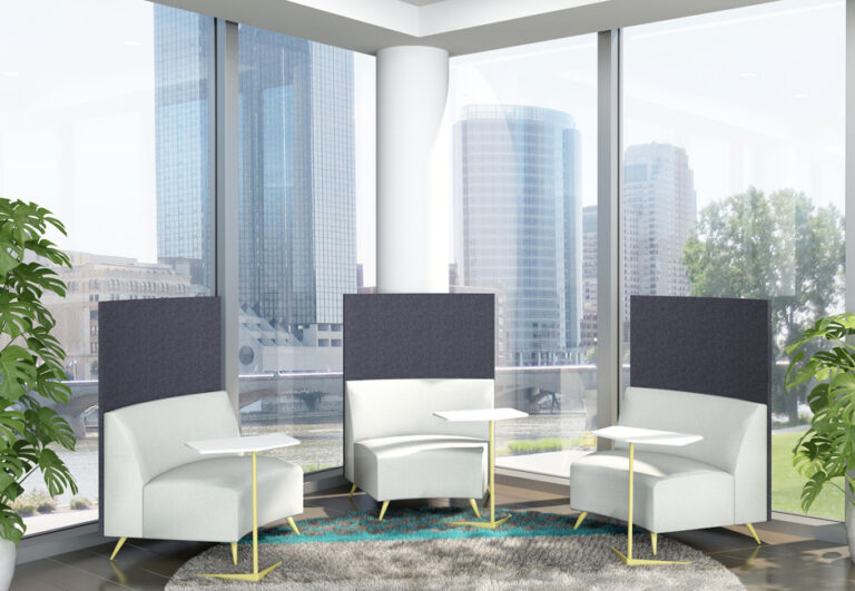 EKO Bello lounge chairs with privacy screens by the windows