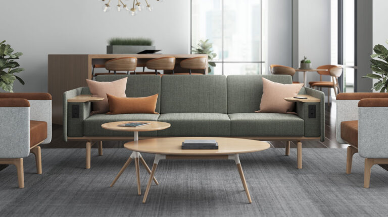 OFS Heya lounge sofa with coffee tables