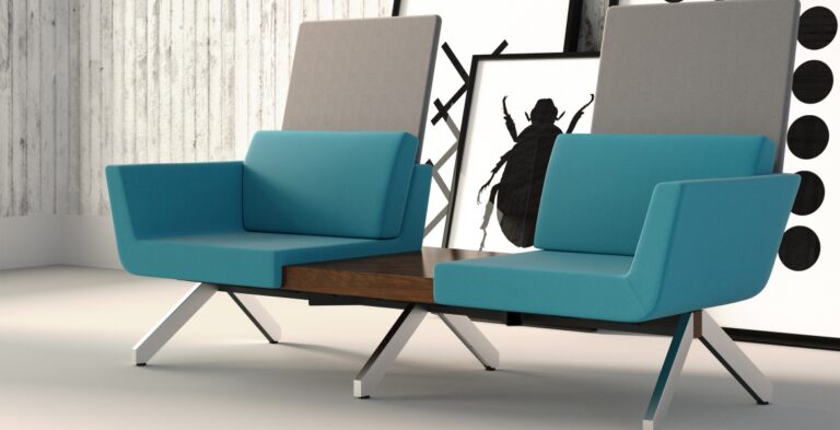 Leland Palomino teal lounge seating with center table