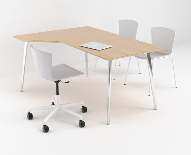 Leland Slam white chairs at a meeting table
