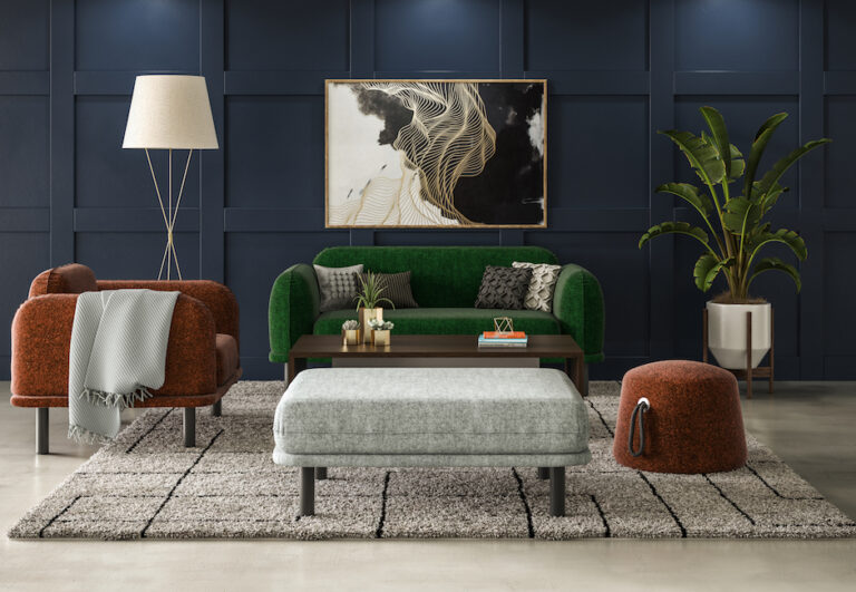 EKO Soft lounge seating in a dark-walled lobby