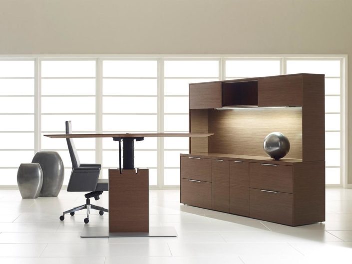 private office with sit stand ergonomic desk