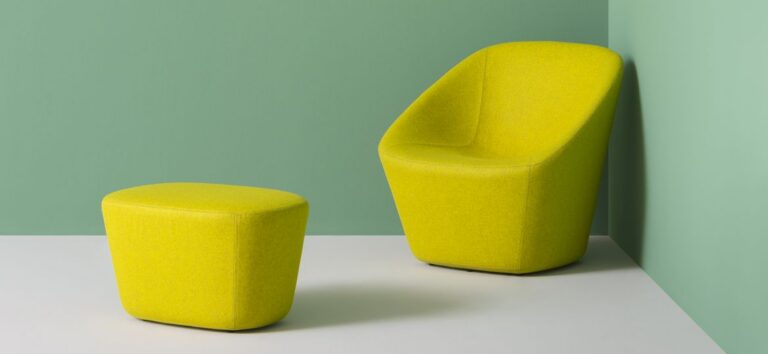 Pedrali Log yellow lounge chair and pouf