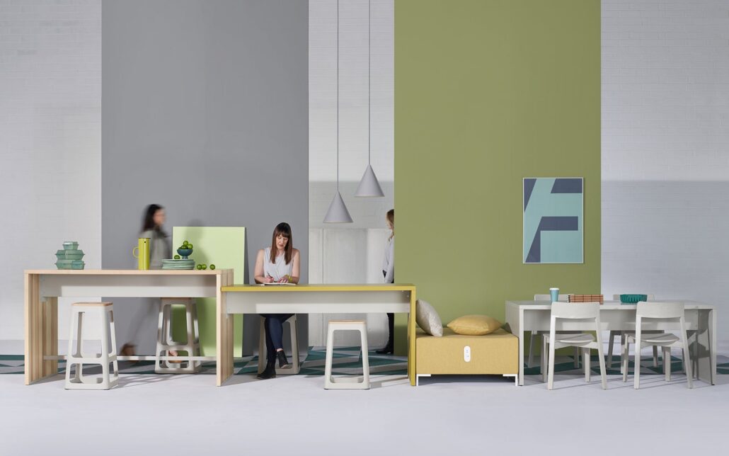 Hightower Linden ganging tables in a collaborative workspace