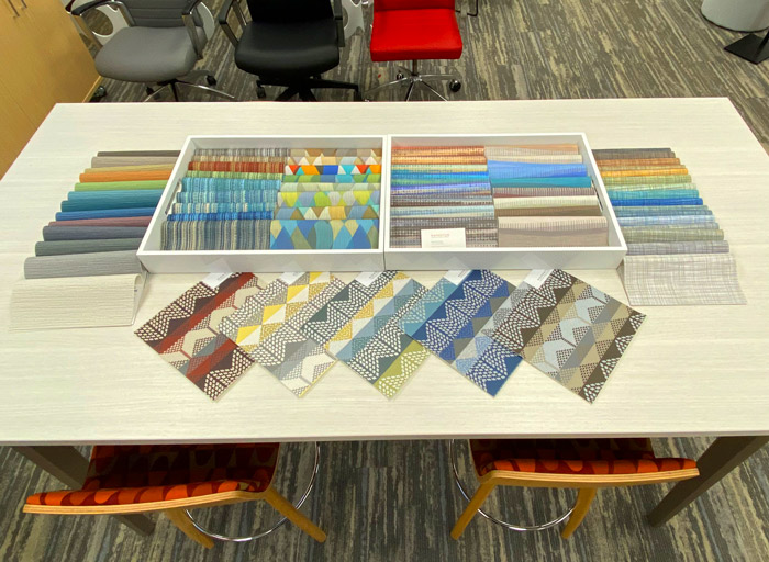 Custom fabric and materials for office space unique designs